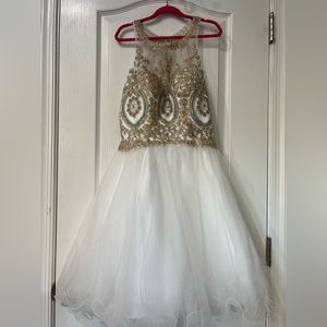 Camille La Vie White Beaded Halter Top Short Dress